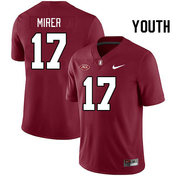 Youth #17 Charlie Mirer Stanford Cardinal 2024 ACC Conference College Football Jerseys Stitched-Card